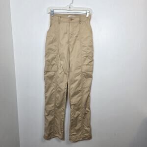 Abercrombie & Fitch Tan Cargo Straight Leg High Waisted Pants Size 2 Long